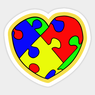 Bright Jigsaw Heart Sticker